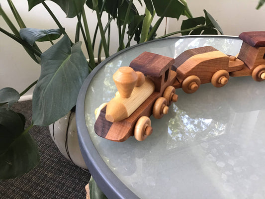 Handmade Wood Mini Train Set