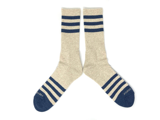 Cream & Navy Stripe Socks