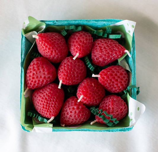 Strawberry Beeswax  Birthday Candles