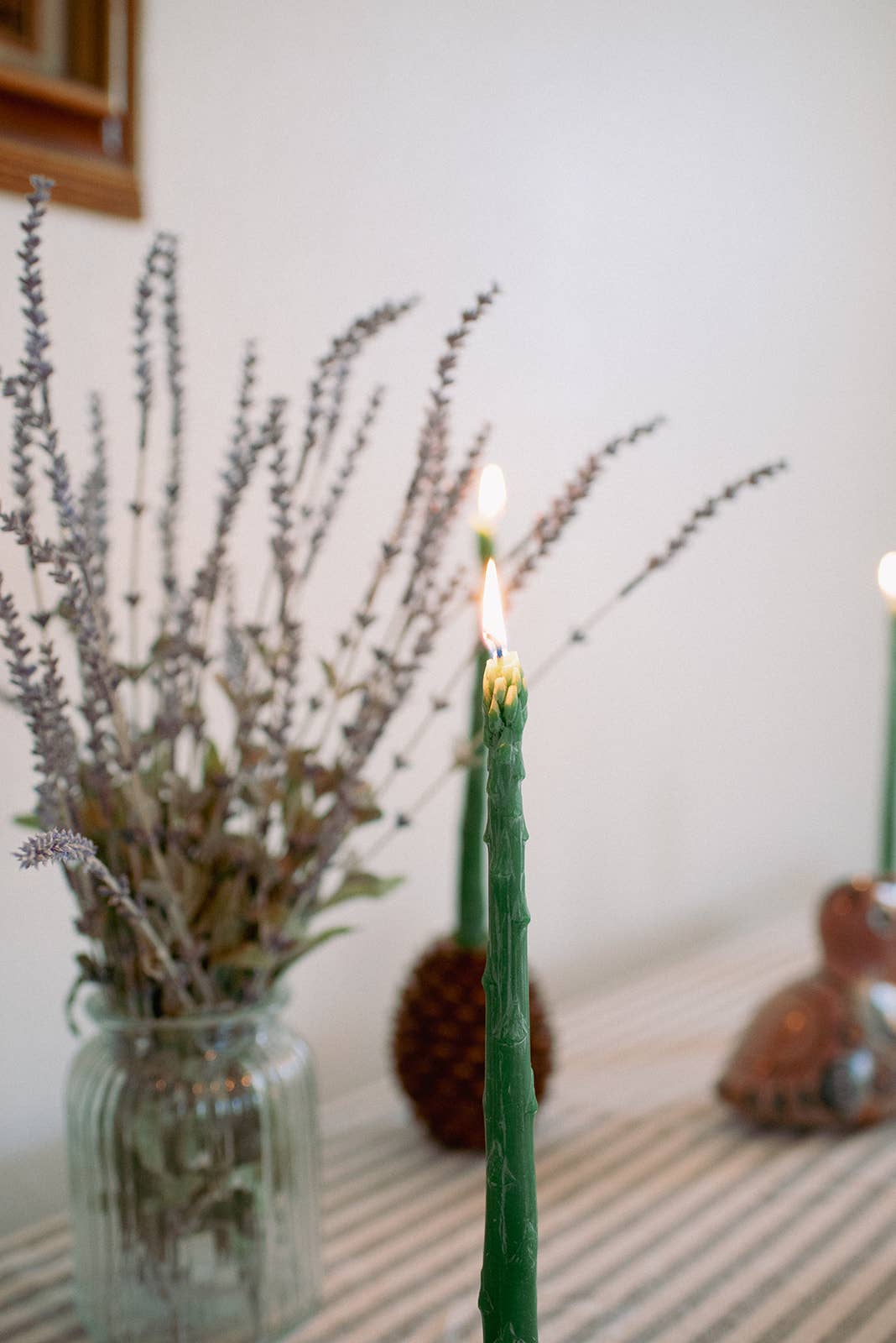 Asparagus Beeswax Taper Candle (Set of Two)