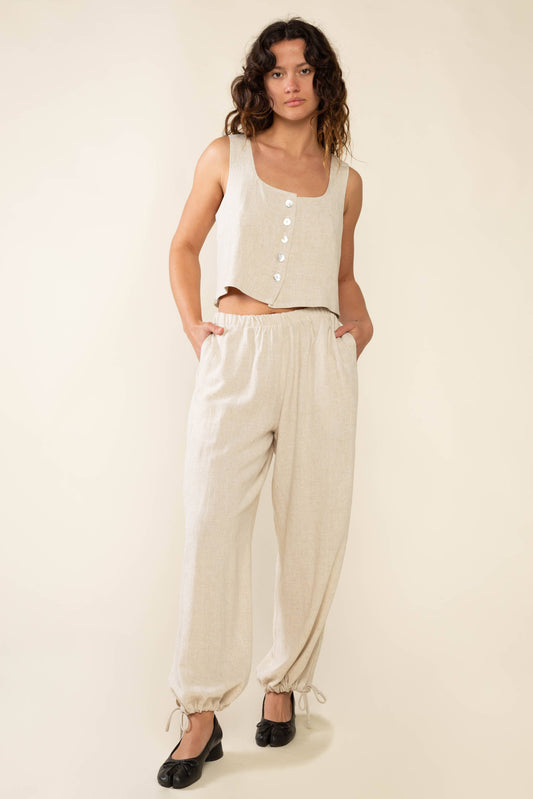Linen Pant with Drawstring Hem