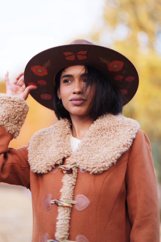 Monarch Butterfly Brown Rancher Hat