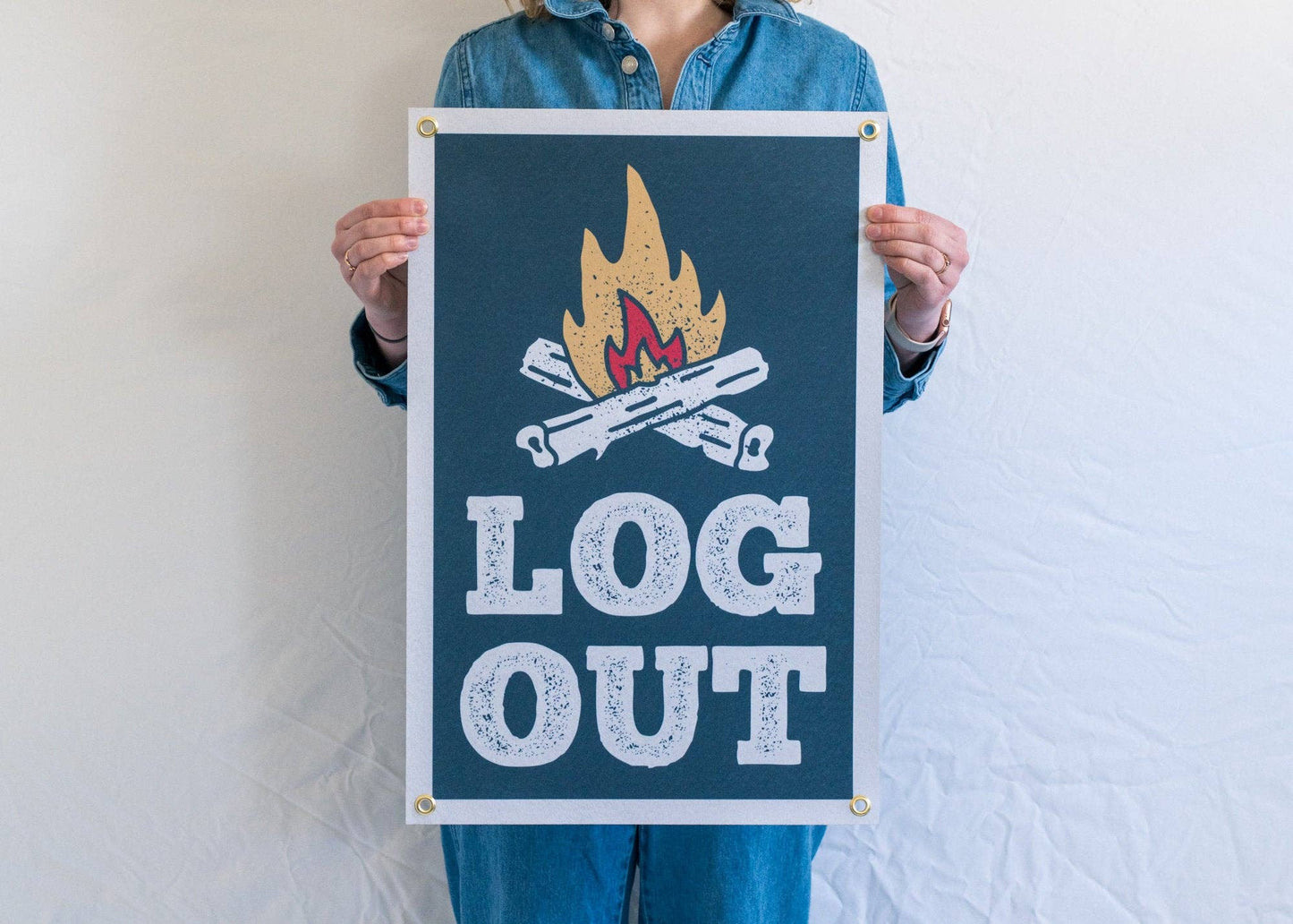 Log Out Felt Banner