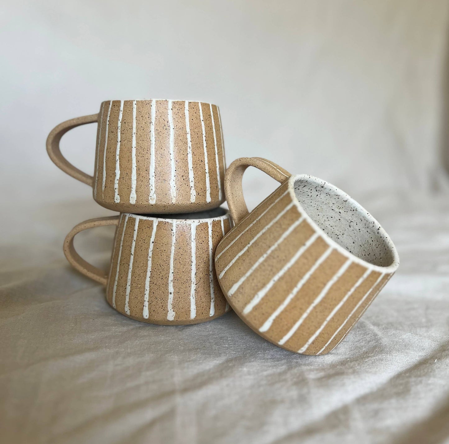 Cream & White Striped Mug