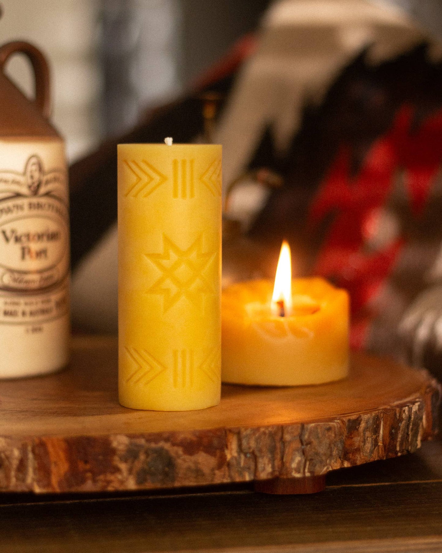 Folk Beeswax Pillar Candle