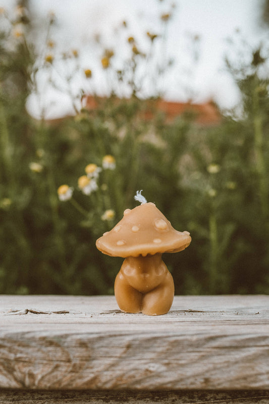 Curvy Mushroom Beeswax Candle