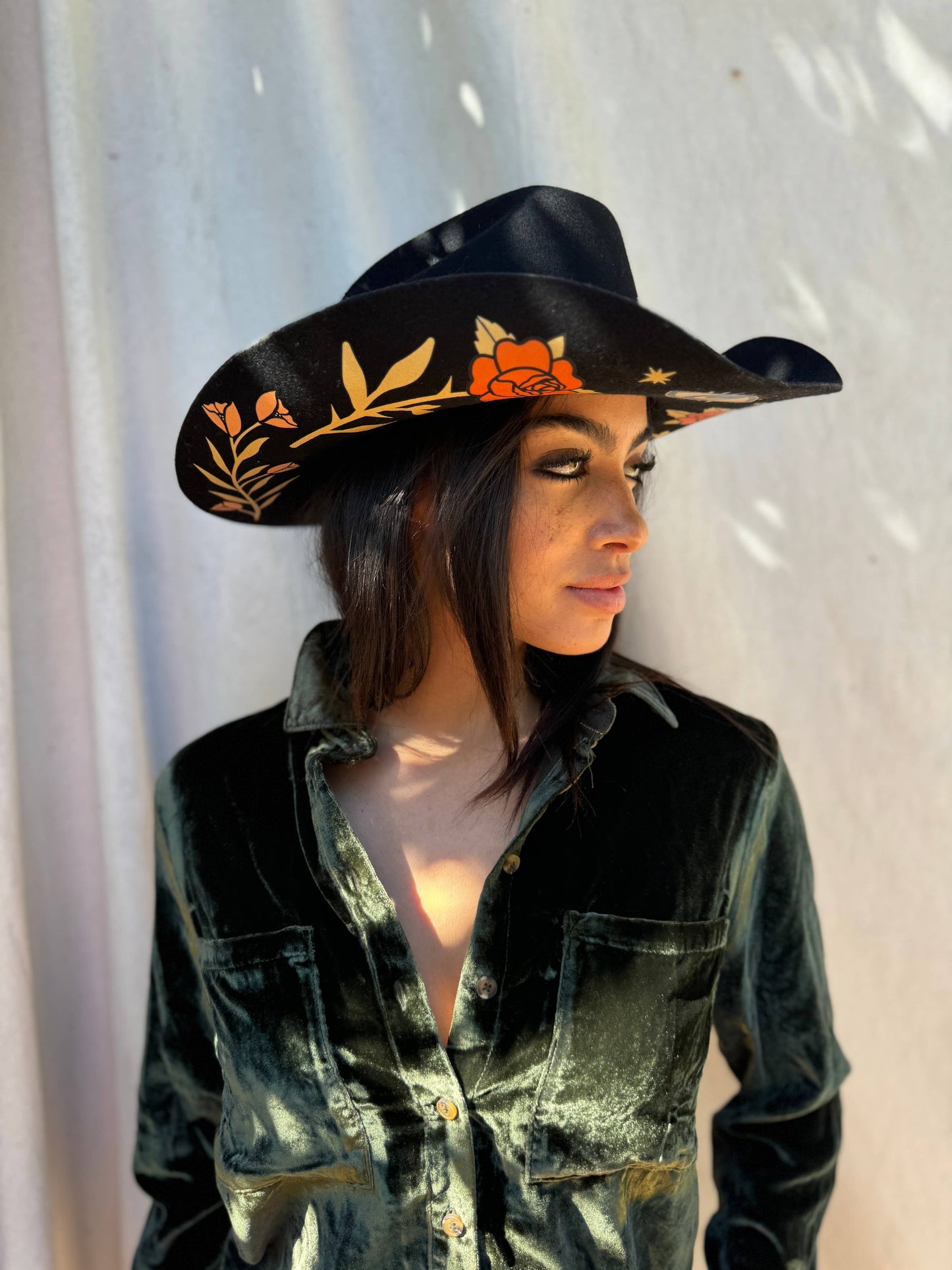 Roses Black Cowboy Western Hat