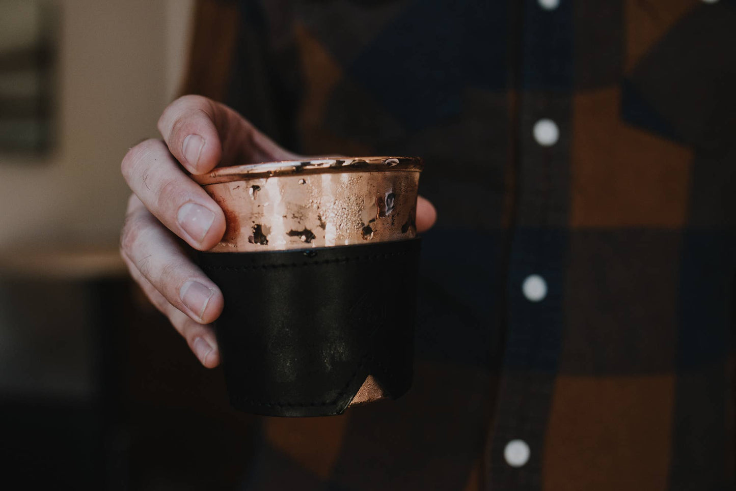 Copper Mug & Leather Sleeve Set