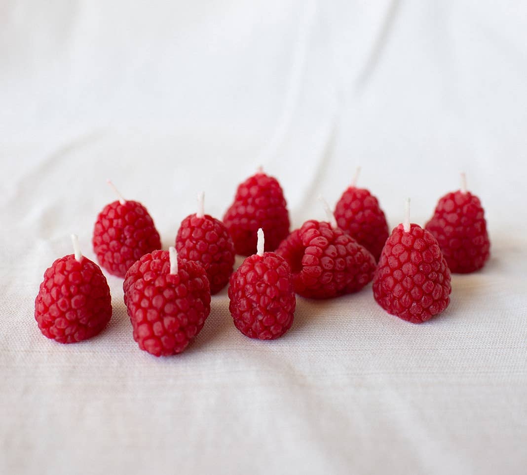 Raspberry Beeswax Birthday Candles