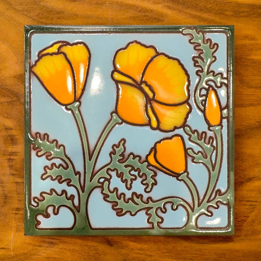 California Poppies Hand Glazed Trivet