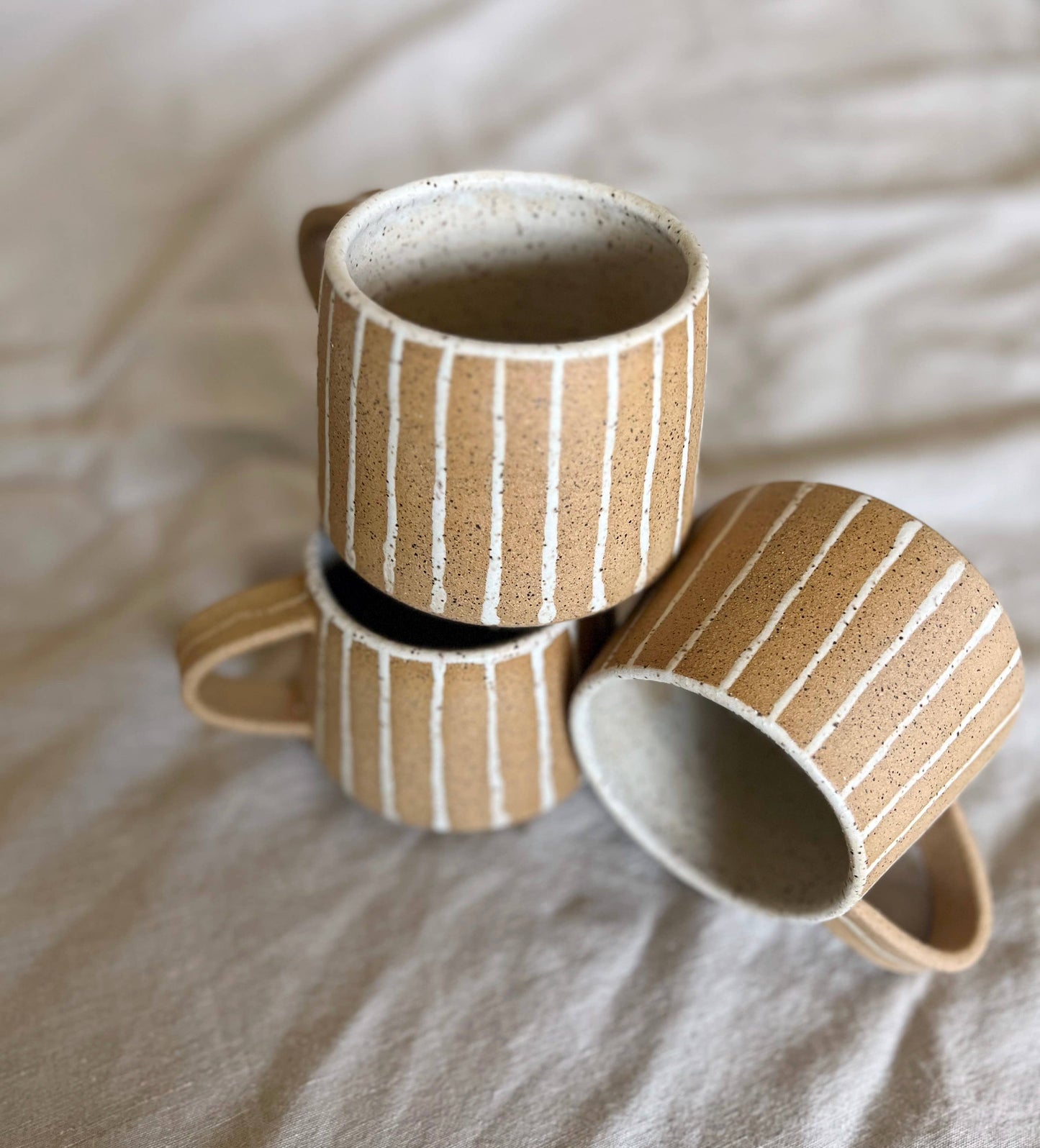 Cream & White Striped Mug