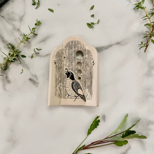 Mini Herb Stripper w/ Hand-stamped Quail