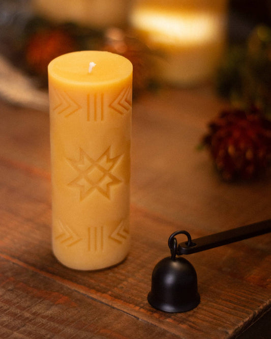 Folk Beeswax Pillar Candle