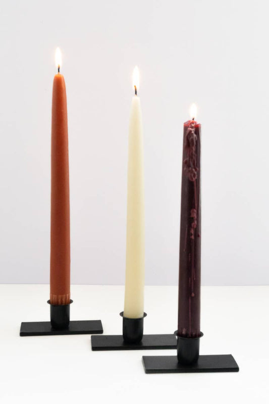 Metal Taper Candle Holders - Set of 3