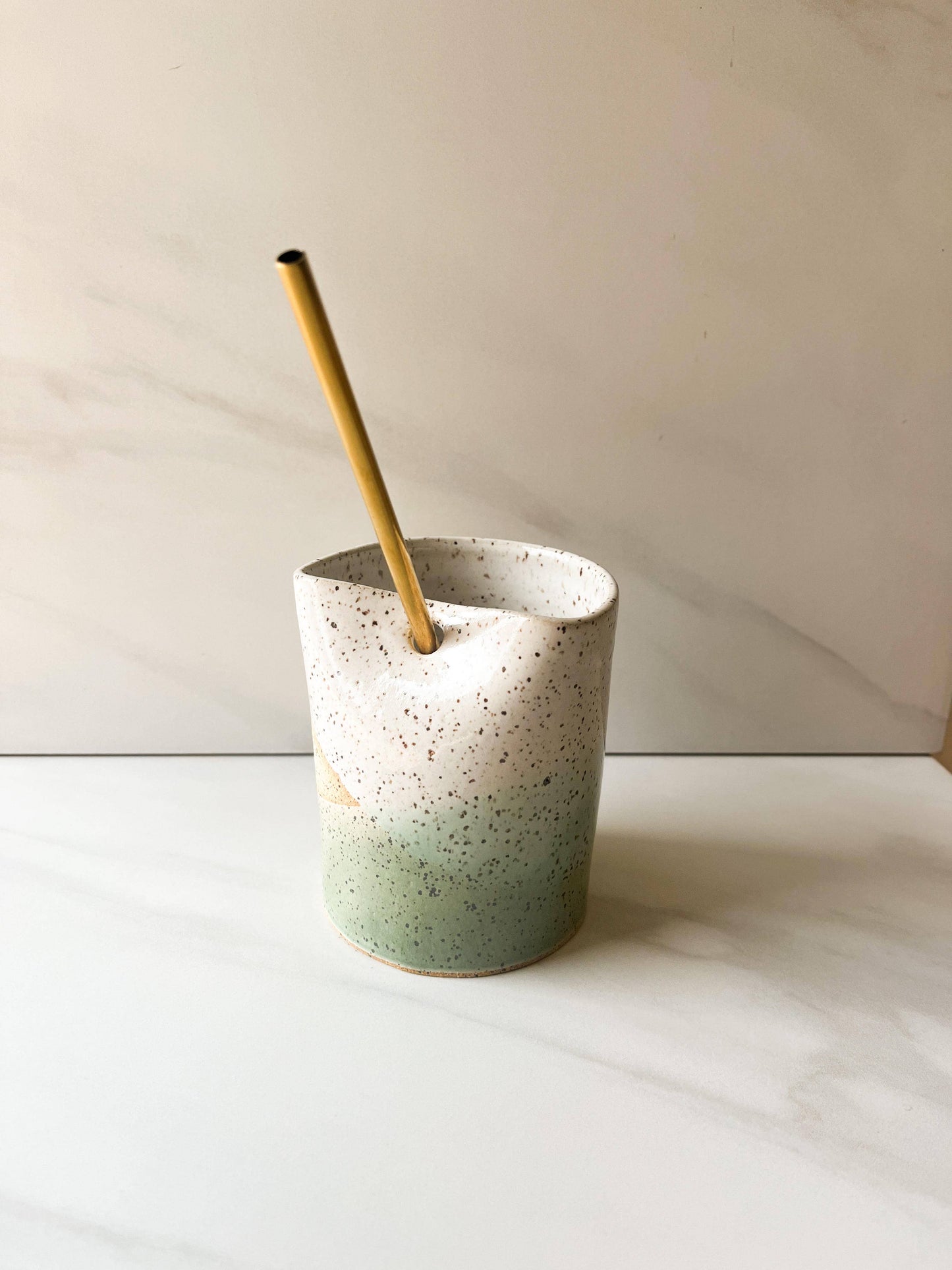 Sunset Stoneware Cup with Straw