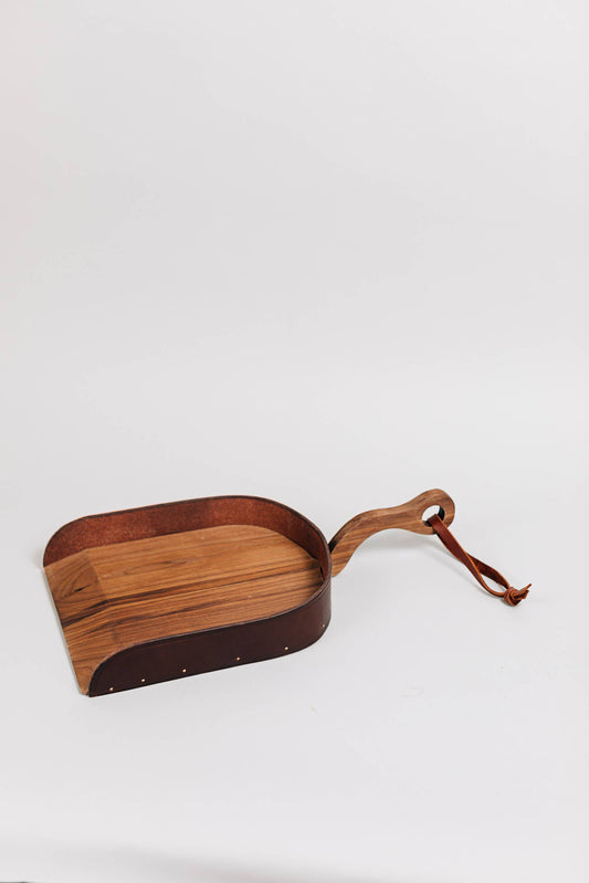 Wood and Leather Dustpan